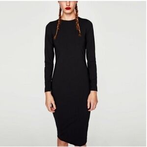 New Zara Knit Womens Long Sleeve Sweater Midi Dress Medium